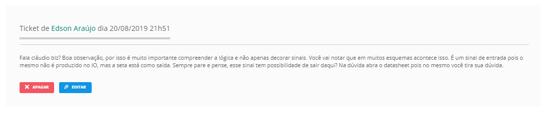 Pergunta do aluno. Esse sinal está entrando ou saindo?